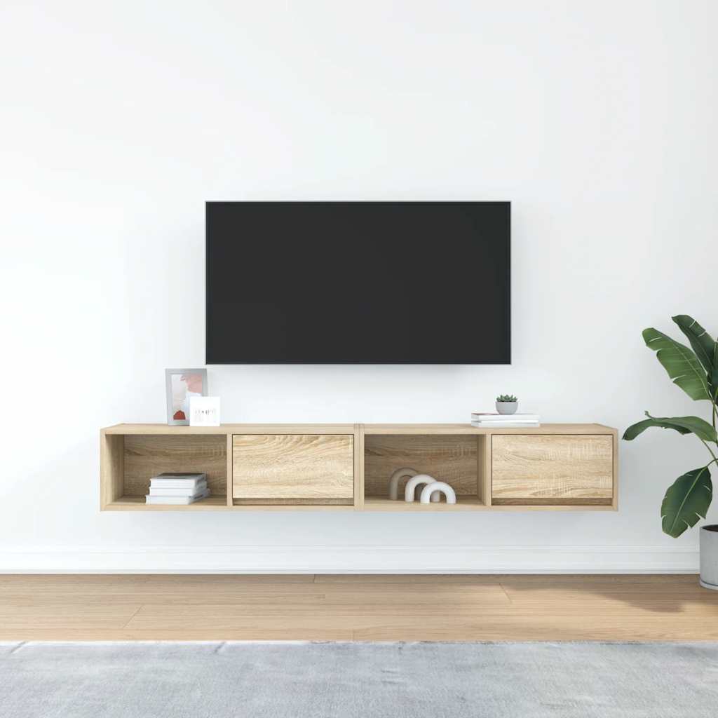 TV-skabe 2 stk Sonoma eg 80x31x25,5 cm træmateriale