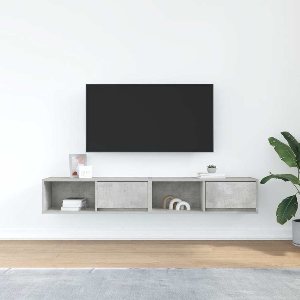 TV-Schränke 2 Stk. Betongrau 80x31x25,5 cm Holzwerkstoff