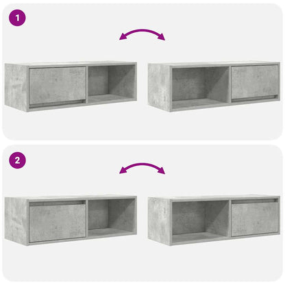 TV-Schränke 2 Stk. Betongrau 80x31x25,5 cm Holzwerkstoff