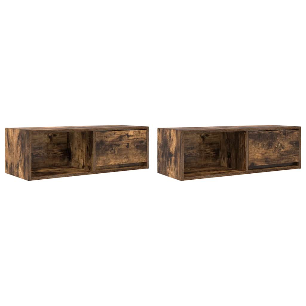 TV-Schränke 2 Stk. Räuchereiche 80x31x25,5 cm Holzwerkstoff