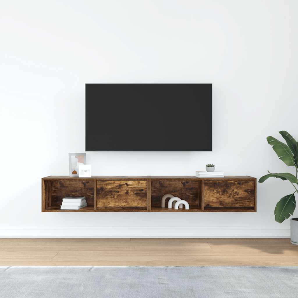 TV-Schränke 2 Stk. Räuchereiche 80x31x25,5 cm Holzwerkstoff
