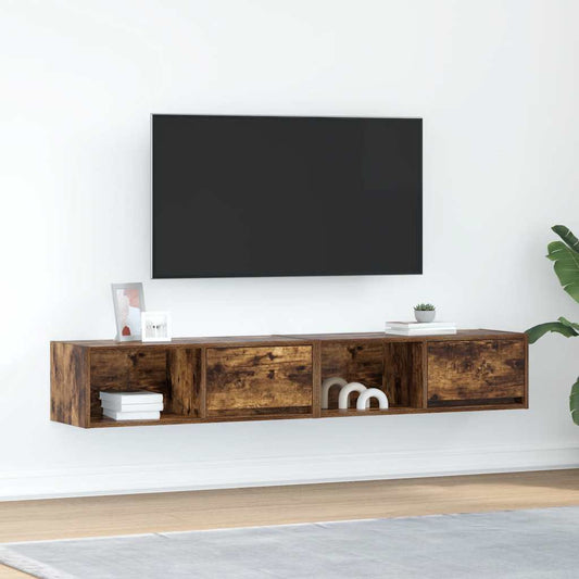 TV-Schränke 2 Stk. Räuchereiche 80x31x25,5 cm Holzwerkstoff