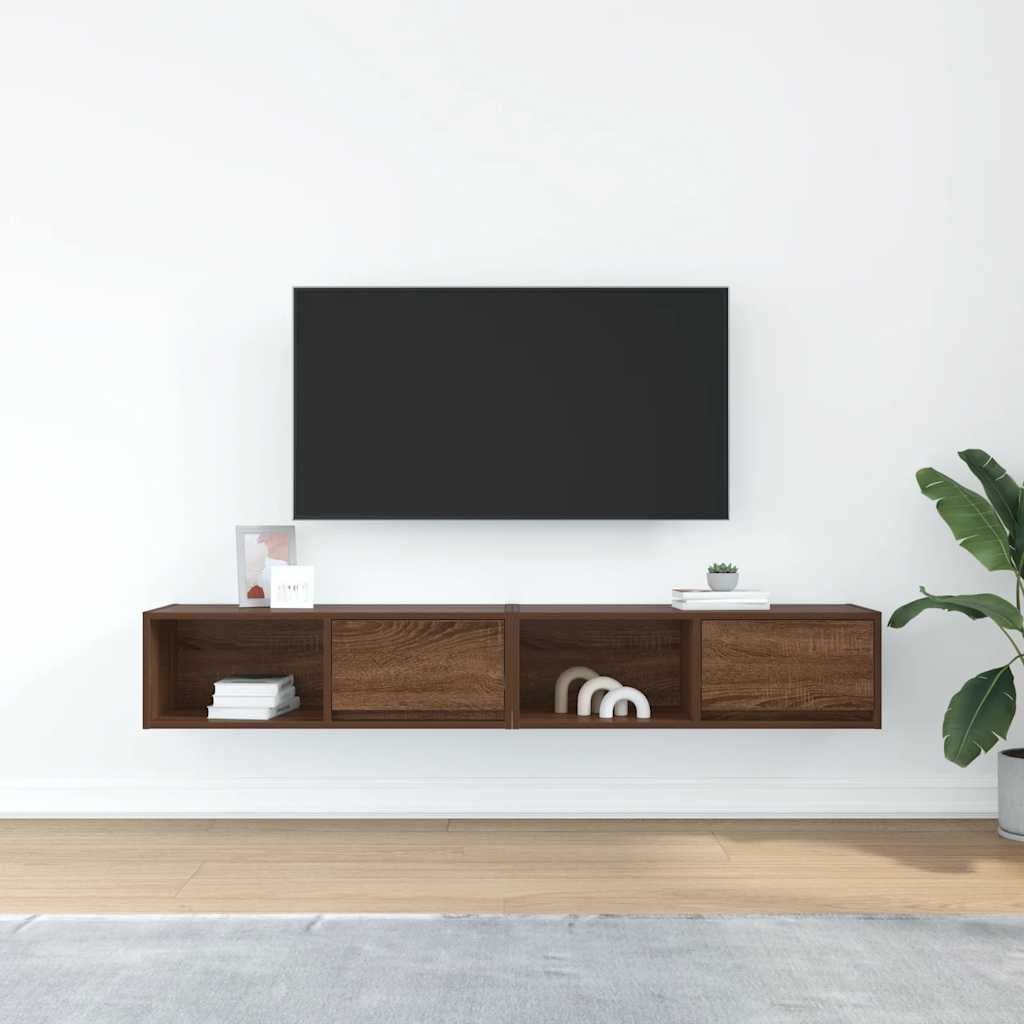 TV-Schränke 2Stk. Braun Eichen-Optik 80x31x25,5cm Holzwerkstoff
