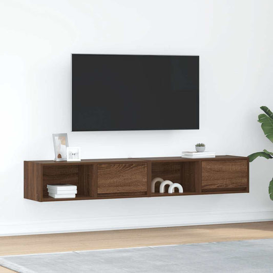 TV-Schränke 2Stk. Braun Eichen-Optik 80x31x25,5cm Holzwerkstoff