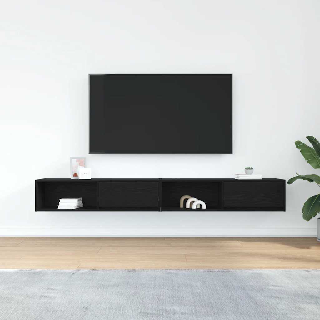 TV-Schränke 2 Stk. Schwarz Eichen-Optik 100x31x25,5 cm