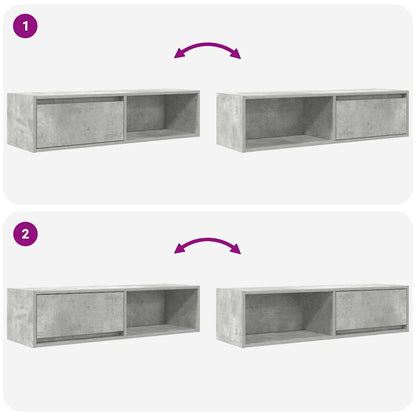 TV-Schränke 2 Stk. Betongrau 100x31x25,5 cm Holzwerkstoff