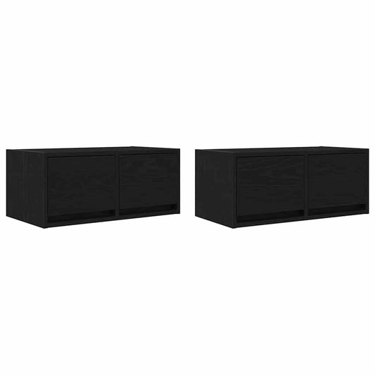 TV-Schränke 2 Stk. Schwarz Eichen-Optik 60x31x25,5 cm