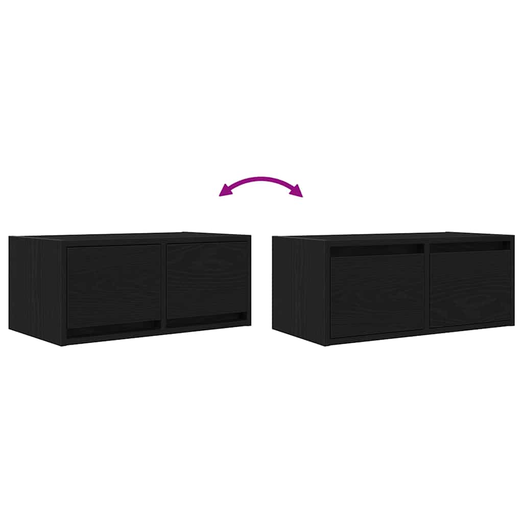 TV-Schränke 2 Stk. Schwarz Eichen-Optik 60x31x25,5 cm