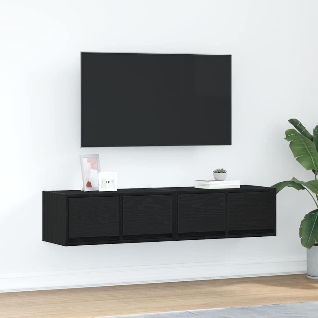 TV-Schränke 2 Stk. Schwarz Eichen-Optik 60x31x25,5 cm