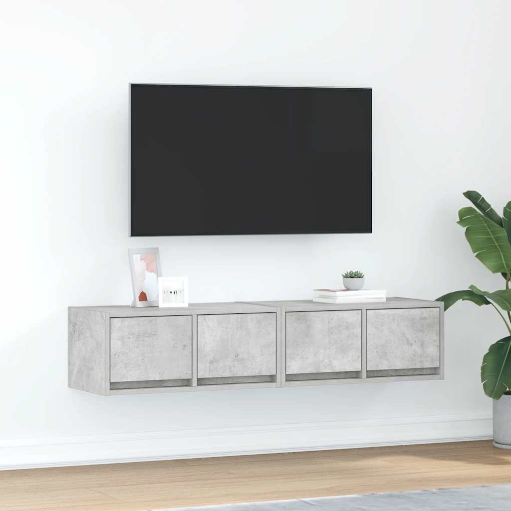 TV-Schränke 2 Stk. Betongrau 60x31x25,5 cm Holzwerkstoff