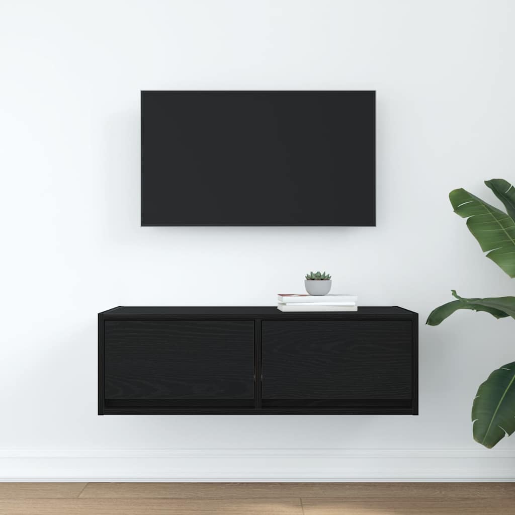 TV-Schrank Schwarz Eichen-Optik 80x31x25,5 cm Holzwerkstoff
