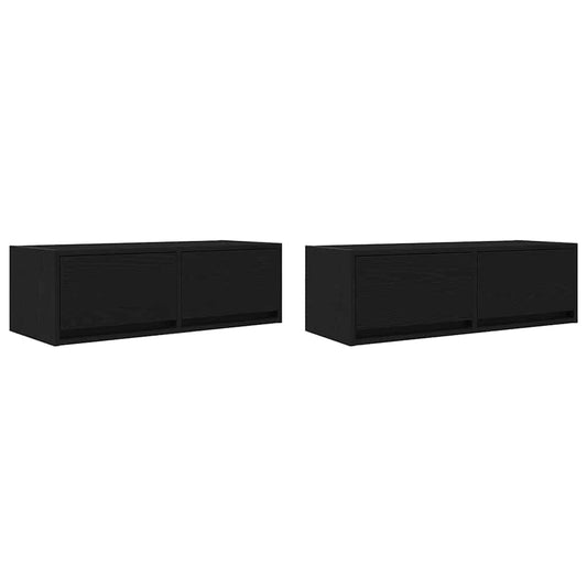 TV-Schränke 2 Stk. Schwarz Eichen-Optik 80x31x25,5 cm