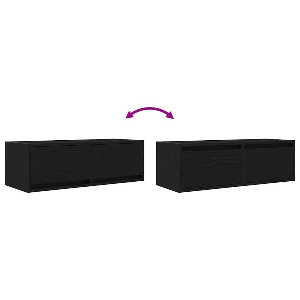 TV-Schränke 2 Stk. Schwarz Eichen-Optik 80x31x25,5 cm