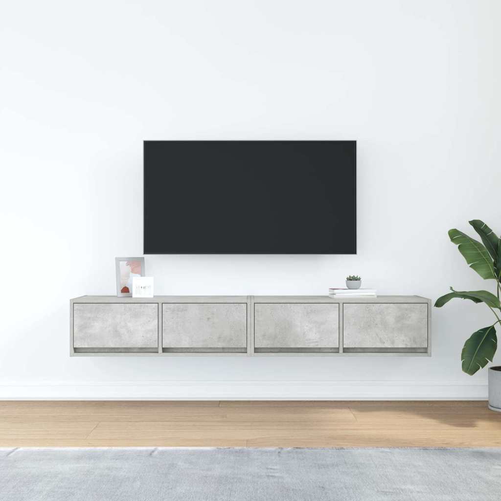 TV-Schränke 2 Stk. Betongrau 80x31x25,5 cm Holzwerkstoff