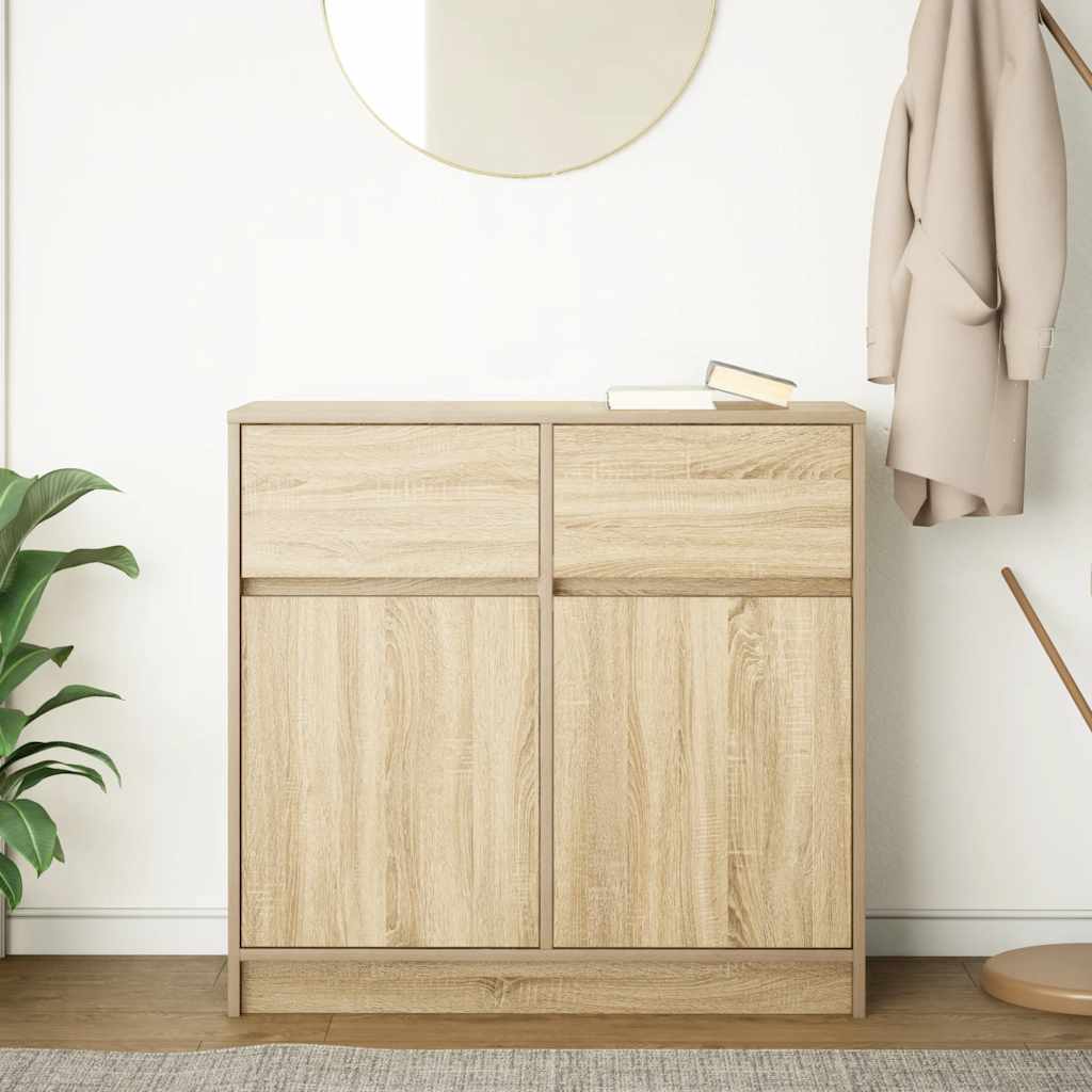 Skænk med skuffe Sonoma eg 80x34x76 cm træmateriale