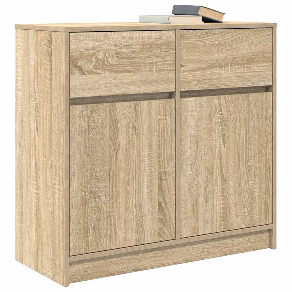 Skænk med skuffe Sonoma eg 80x34x76 cm træmateriale
