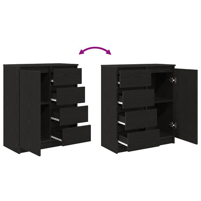 Sideboard mit Schubladen Schwarz Eichen-Optik 71x35x84 cm