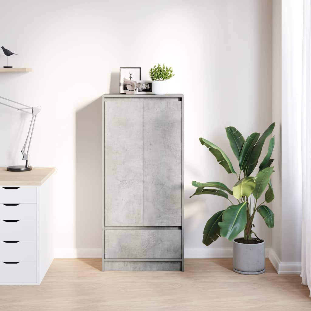 Schrank mit Schublade Betongrau 55,5x34x119,5 cm Holzwerkstoff