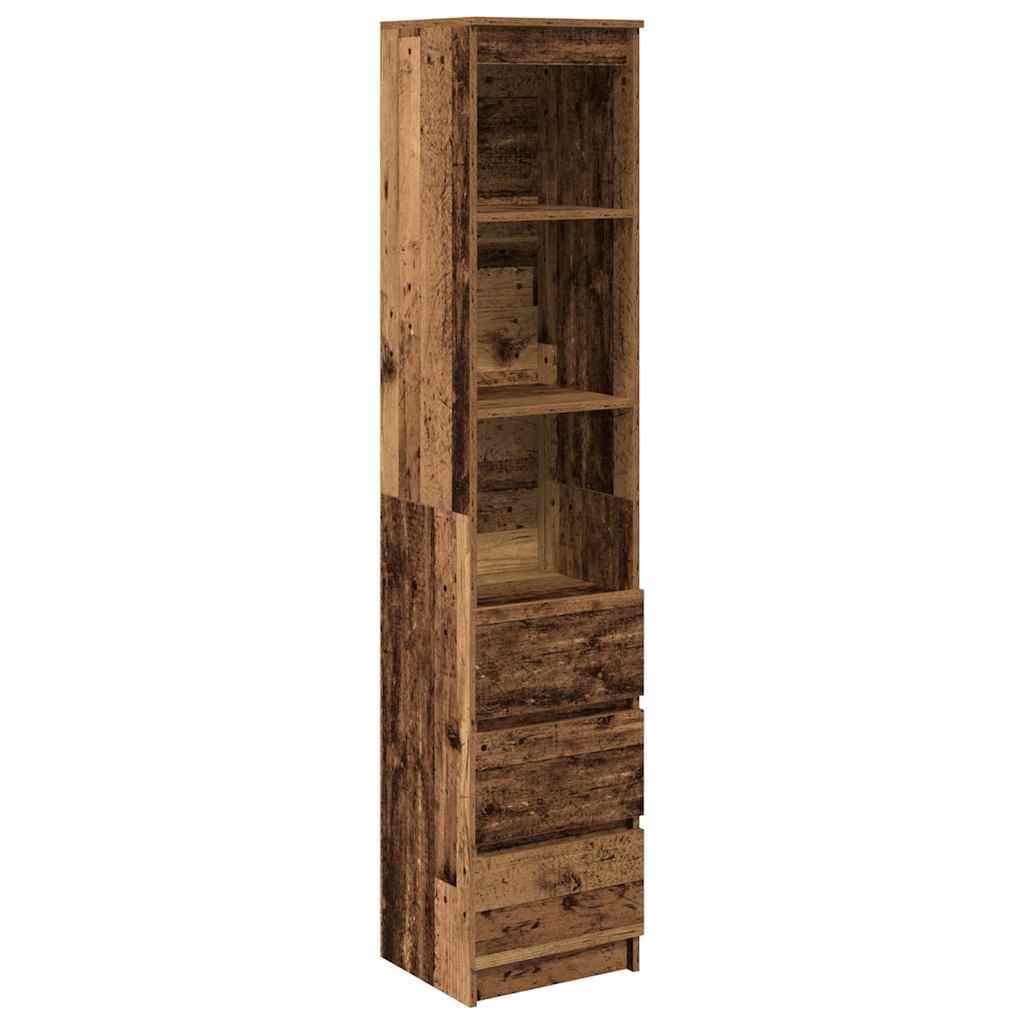 Highboard gammelt træ look 37,5x35x180 cm træmateriale
