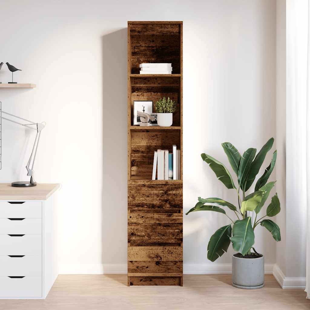 Highboard gammelt træ look 37,5x35x180 cm træmateriale