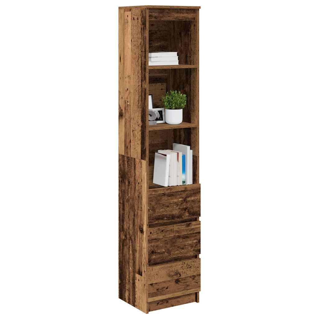 Highboard gammelt træ look 37,5x35x180 cm træmateriale