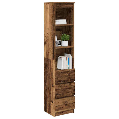 Highboard gammelt træ look 37,5x35x180 cm træmateriale