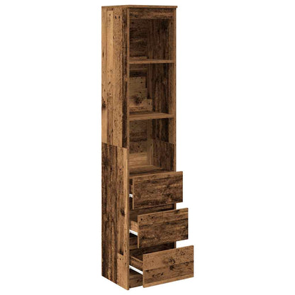 Highboard gammelt træ look 37,5x35x180 cm træmateriale