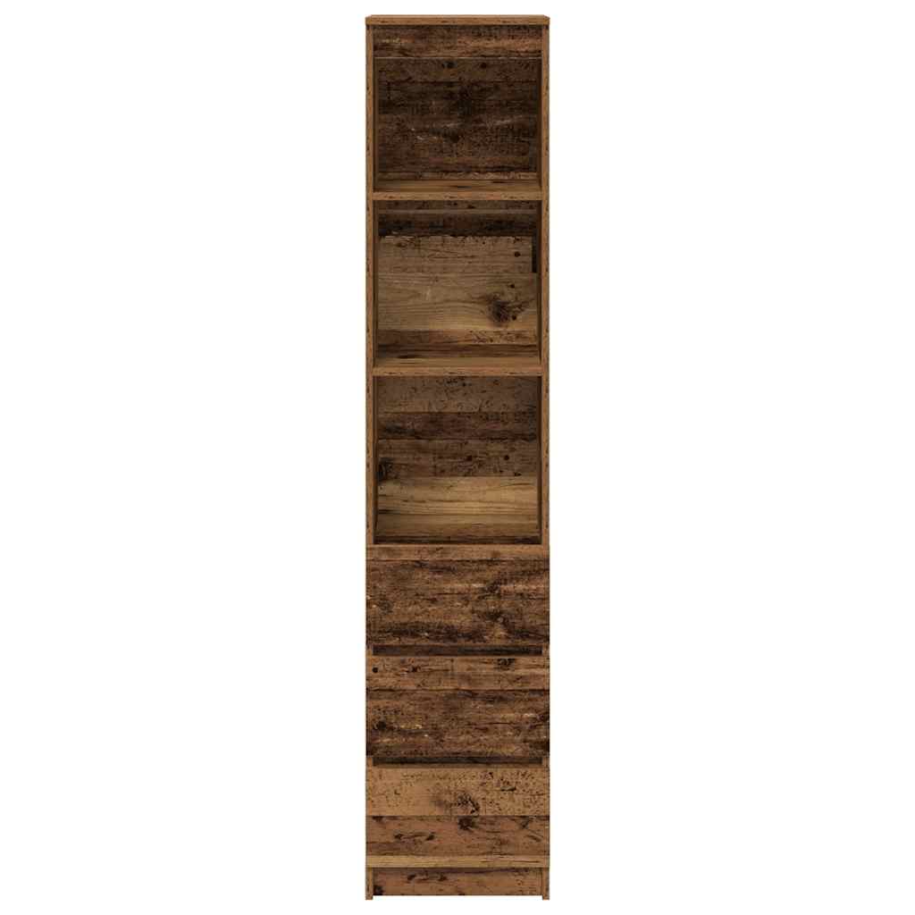 Highboard gammelt træ look 37,5x35x180 cm træmateriale