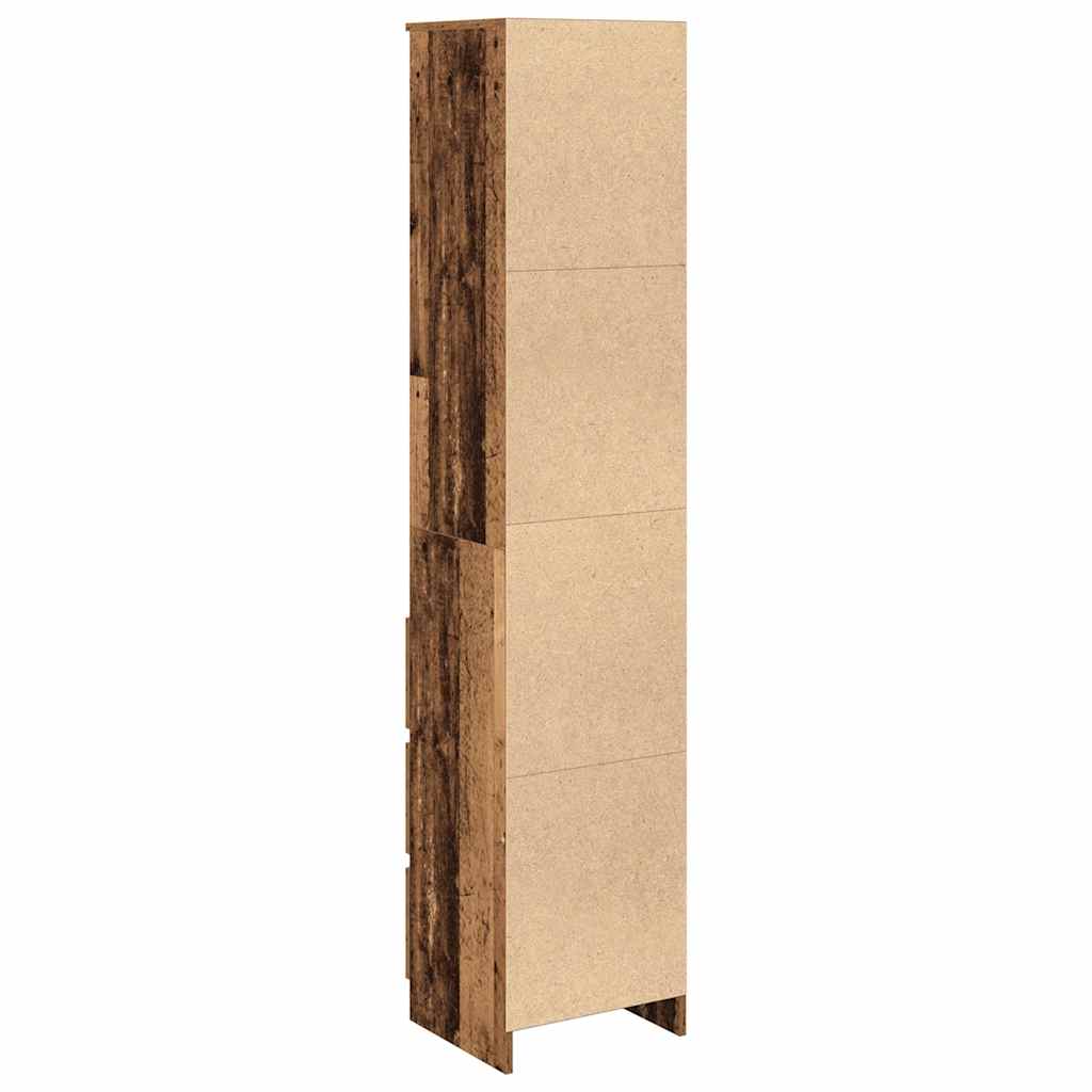 Highboard gammelt træ look 37,5x35x180 cm træmateriale