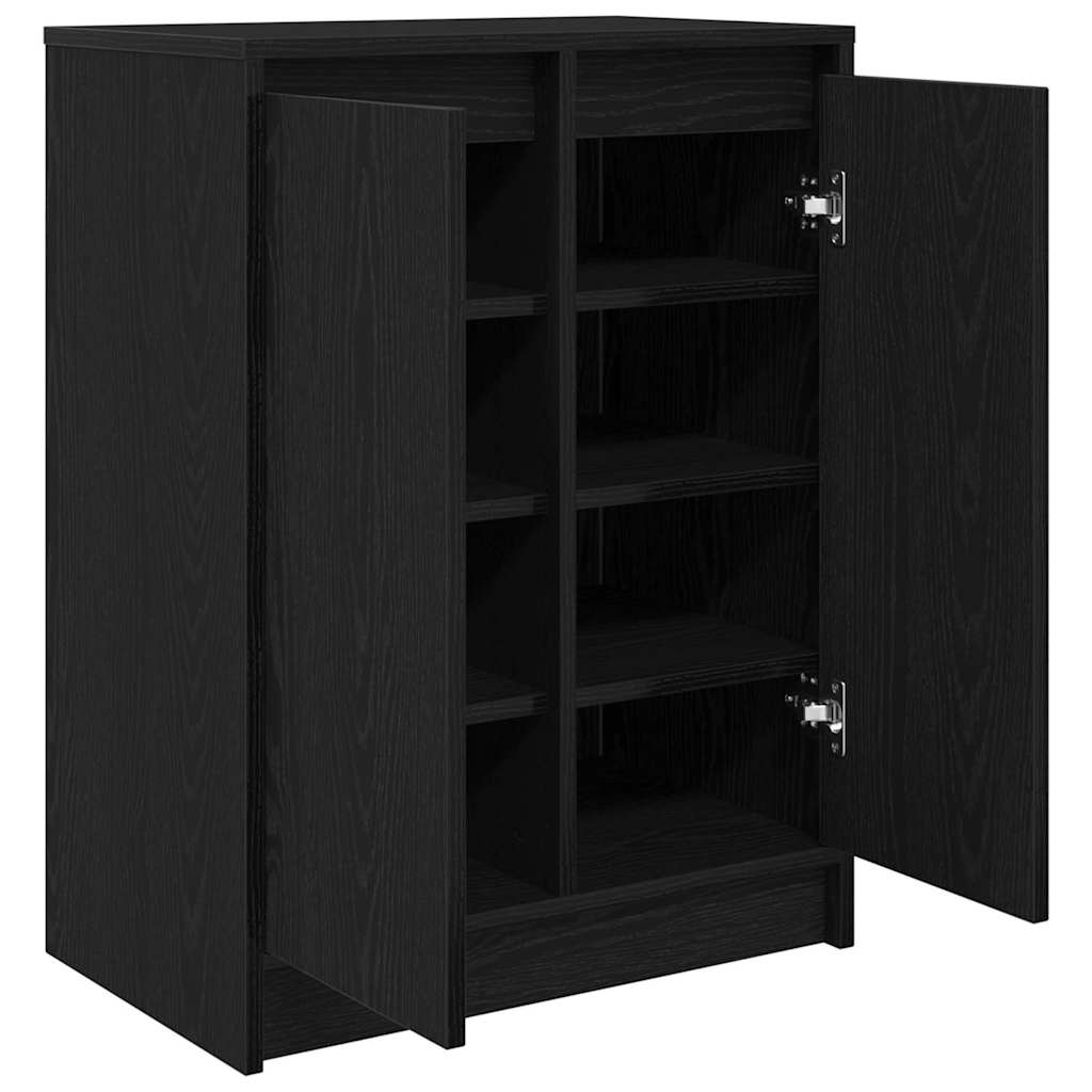 Schuhschrank Schwarz Eichen-Optik 57x34x76 cm Holzwerkstoff