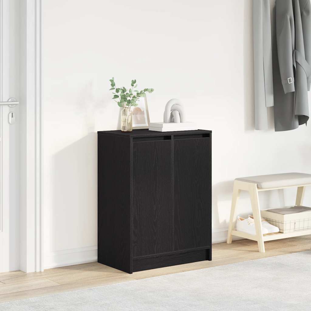 Schuhschrank Schwarz Eichen-Optik 57x34x76 cm Holzwerkstoff