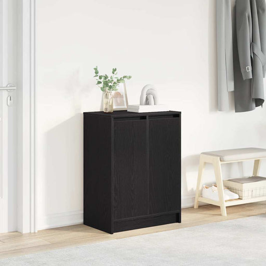 Schuhschrank Schwarz Eichen-Optik 57x34x76 cm Holzwerkstoff