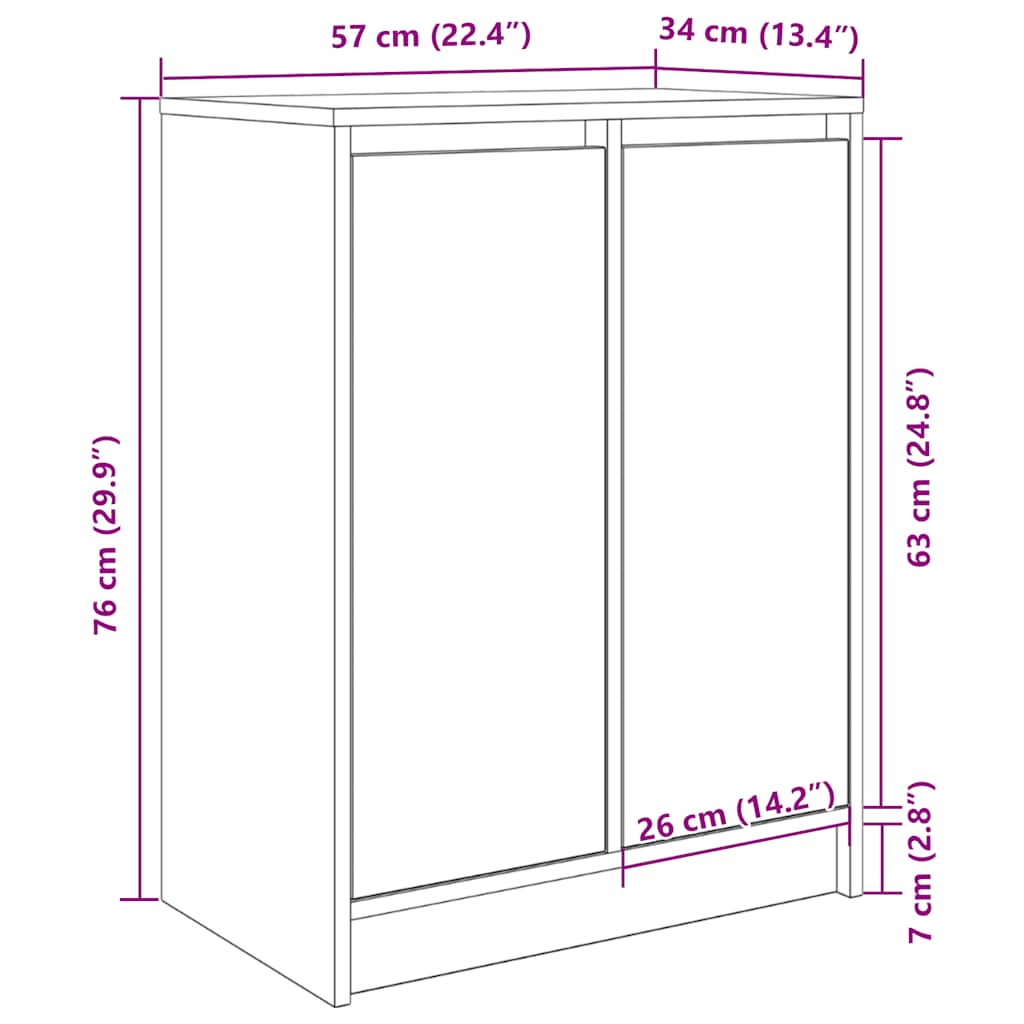 Schuhregal Braun Eichen-Optik 57x34x76 cm Holzwerkstoff