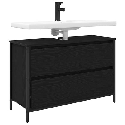 Waschbeckenunterschrank mit Schubladen Schwarz Eichen-Optik