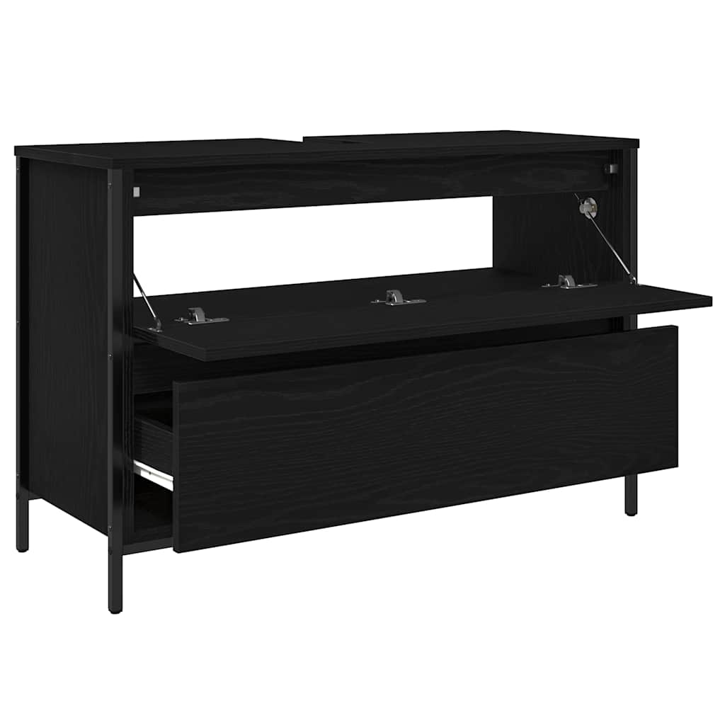 Waschbeckenunterschrank mit Schubladen Schwarz Eichen-Optik