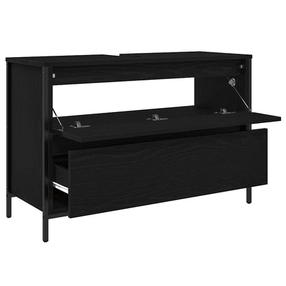 Waschbeckenunterschrank mit Schubladen Schwarz Eichen-Optik