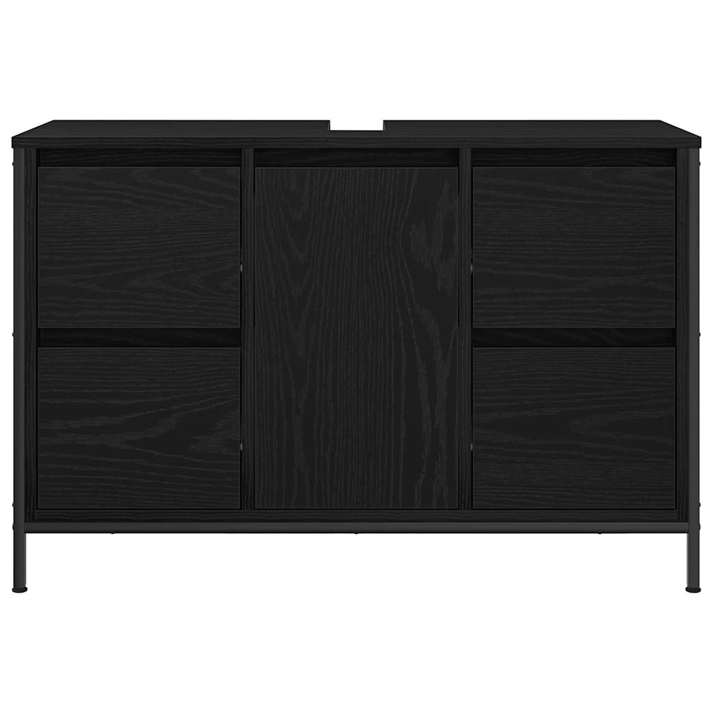 Waschbeckenunterschrank mit Schubladen Schwarz Eichen-Optik