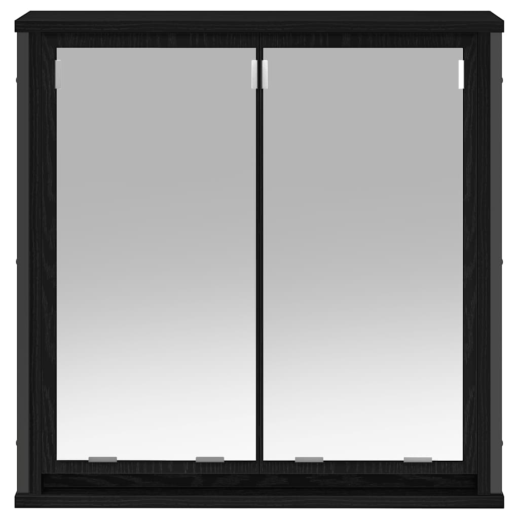 Bad-Wandschrank mit Spiegel Schwarz Eichen-Optik 60x21x60 cm