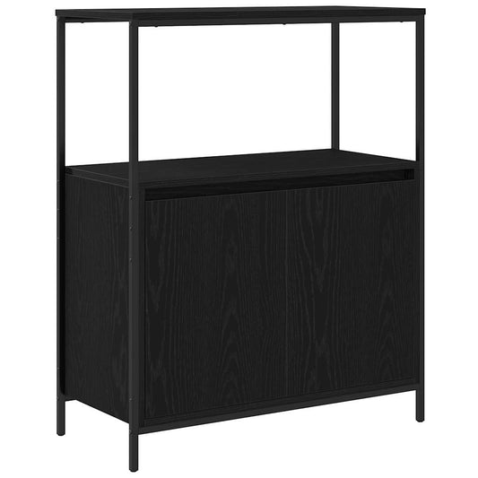 Badschrank mit Regalen Schwarz Eichen-Optik 76,5x35x95 cm