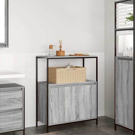 Badschrank mit Regalen Grau Sonoma 76,5x35x95 cm