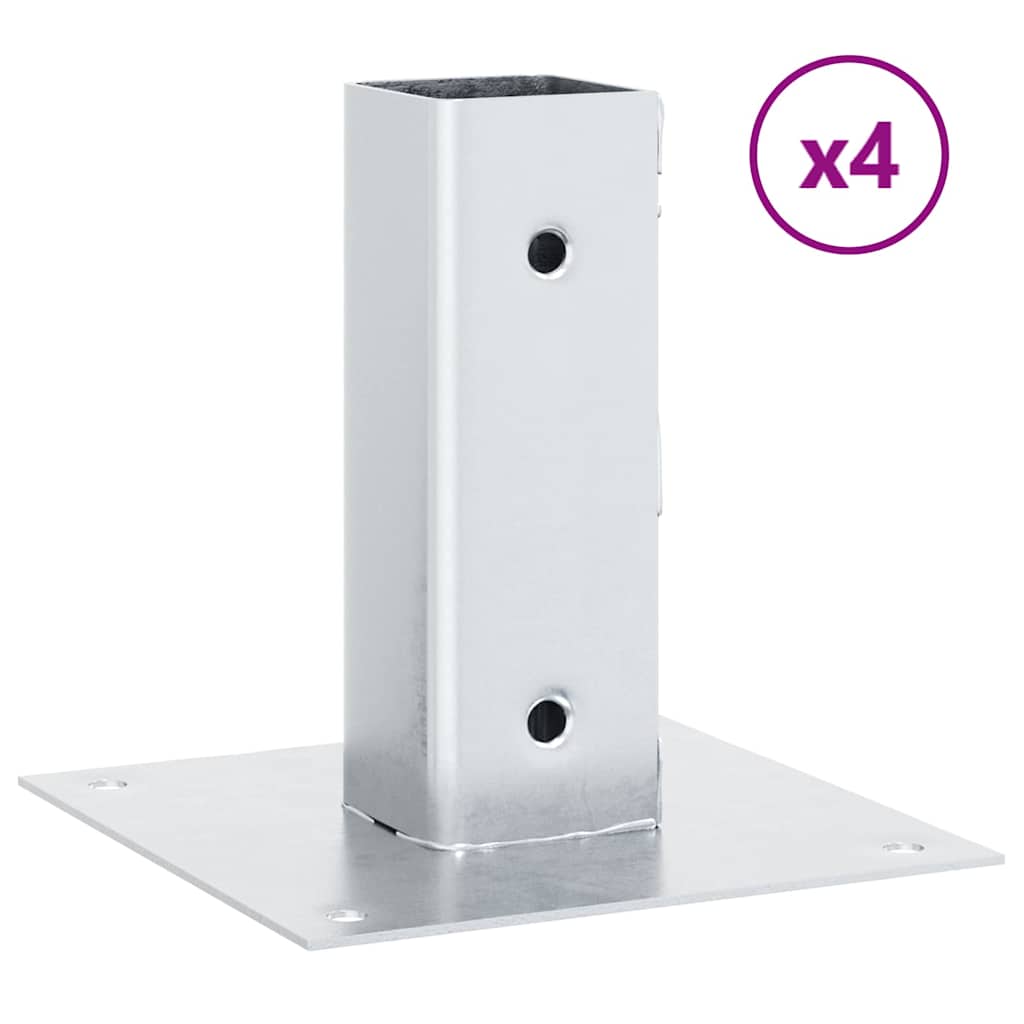 Pfostenträger Quadratisch 4Stk. Silber 46x46mm Verzinkter Stahl