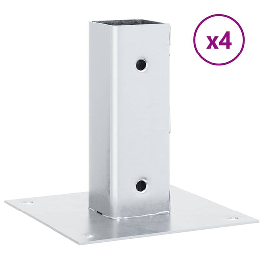 Pfostenträger Quadratisch 4Stk. Silber 46x46mm Verzinkter Stahl