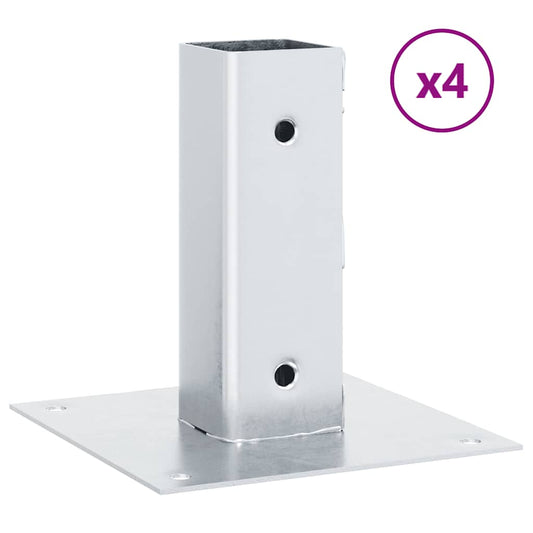 Pfostenträger Quadratisch 4Stk. Silber 51x51mm Verzinkter Stahl