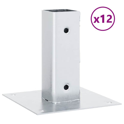 Pfostenträger Quadratisch 12 Stk. Silber 51x51mm Stahl Verzinkt