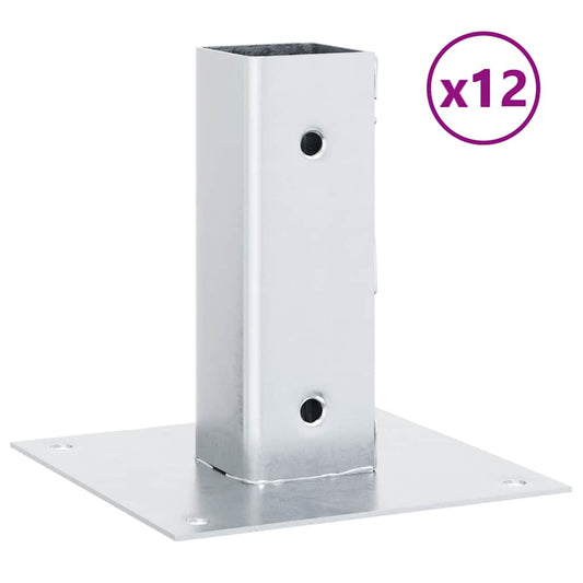 Pfostenträger Quadratisch 12 Stk. Silber 51x51mm Stahl Verzinkt