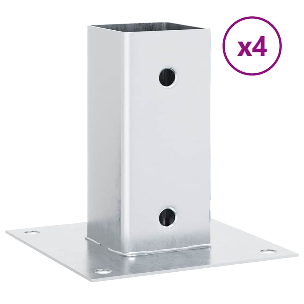 Pfostenträger Quadratisch 4Stk. Silber 61x61mm Verzinkter Stahl