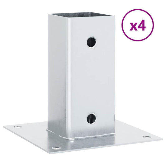 Pfostenträger Quadratisch 4Stk. Silber 71x71mm Verzinkter Stahl