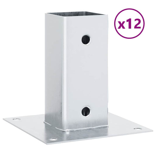 Pfostenträger Quadratisch 12 Stk. Silber 71x71mm Stahl Verzinkt