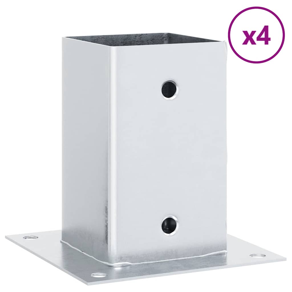 Pfostenträger Quadratisch 4Stk. Silber 81x81mm Verzinkter Stahl