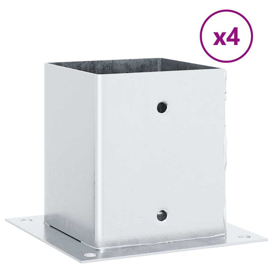 Pfostenträger Quadratisch 4Stk. Silber 121x121mm Stahl Verzinkt
